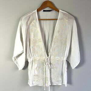 2/$30 Ark & Co Cream Embroidered Cardigan XS